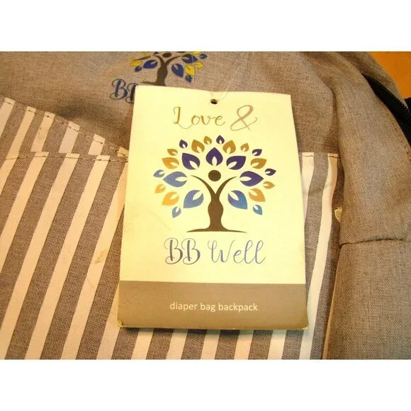 BB Well Diaper Bag Backpack with PEVA Waterproof Changing Pad Spacious Pockets - Picture 4 of 12